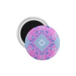 Bohemian Chintz Illustration Pink Blue White 1.75  Magnets Front