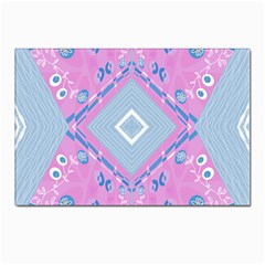 Bohemian Chintz Illustration Pink Blue White Postcard 4 x 6  (pkg Of 10) by Mazipoodles