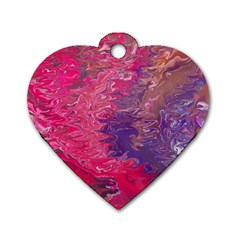 Fuchsia Flow Dog Tag Heart (two Sides) by kaleidomarblingart