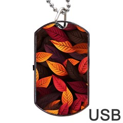 Leaves Autumn Dog Tag Usb Flash (two Sides) by Grandong