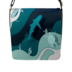 Ocean Turtle Shark Sea Life Sea Flap Closure Messenger Bag (l) by pakminggu