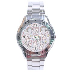 Seamless-pattern-with-cute-rabbit-character Stainless Steel Analogue Watch