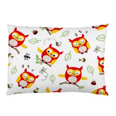 Seamless-pattern-vector-owl-cartoon-with-bugs Pillow Case by pakminggu