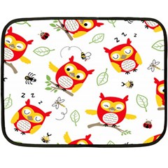 Seamless-pattern-vector-owl-cartoon-with-bugs Two Sides Fleece Blanket (mini) by pakminggu