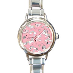 Cute-unicorn-seamless-pattern Round Italian Charm Watch by pakminggu