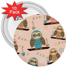 Seamless-pattern-owls-dream-cute-style-pajama-fabric 3  Buttons (10 Pack) 