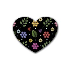 Embroidery-seamless-pattern-with-flowers Rubber Coaster (heart)