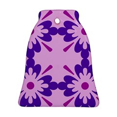 Pink And Purple Flowers Pattern Bell Ornament (two Sides)