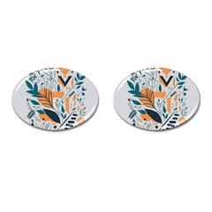 Pattern Flowers Design Nature Cufflinks (oval)