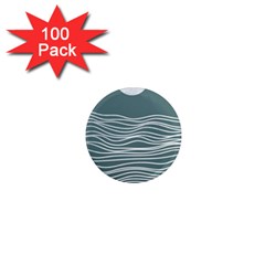 Sea Waves Moon Water Boho 1  Mini Magnets (100 Pack)  by uniart180623