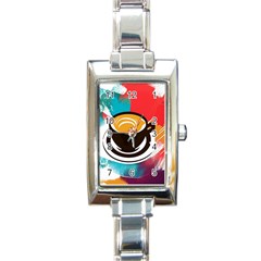 Coffee Tea Cappuccino Rectangle Italian Charm Watch by uniart180623