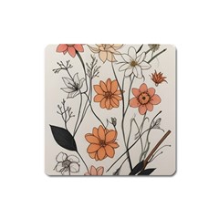 Flowers Pattern Plant Square Magnet