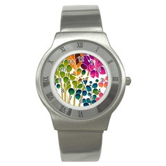 Plants Leaves Colorful Stainless Steel Watch