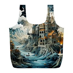 Castle Storm Sea Full Print Recycle Bag (l)