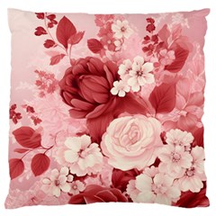 Red Pink Flower Petal Leaves Standard Premium Plush Fleece Cushion Case (two Sides)