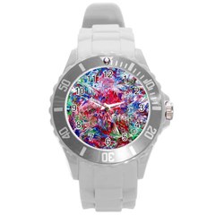 Flow Iv Round Plastic Sport Watch (l) by kaleidomarblingart