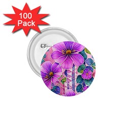 Flowers Leaves 1 75  Buttons (100 Pack)  by pakminggu