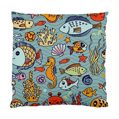 Cartoon Underwater Seamless Pattern With Crab Fish Seahorse Coral Marine Elements Standard Cushion Case (two Sides) by uniart180623