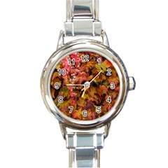 Red And Yellow Ivy  Round Italian Charm Watch by okhismakingart