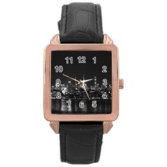 New York Skyline Rose Gold Leather Watch  by Bedest