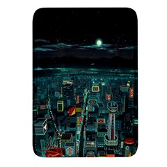 Night Black City Neon Sky Stars Moon Abstract Rectangular Glass Fridge Magnet (4 Pack) by Cowasu