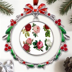 Roses-white Metal X mas Wreath Ribbon Ornament