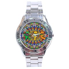 Dead Dancing Bears Grateful Dead Pattern Stainless Steel Analogue Watch by Grandong