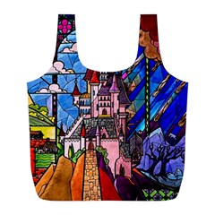 Beauty Stained Glass Castle Building Full Print Recycle Bag (l) by Cowasu