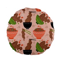 Japanese Street Food Soba Noodle In Bowl Pattern Standard 15  Premium Round Cushions by Bedest