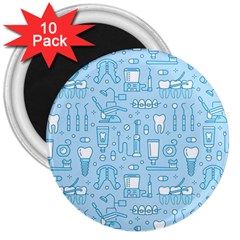 Dentist Blue Seamless Pattern 3  Magnets (10 Pack) 