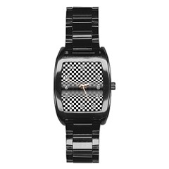 Art-optical-black-white-contrast Stainless Steel Barrel Watch by Bedest