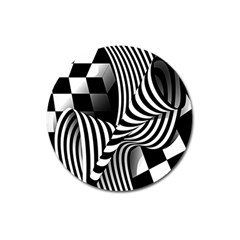 Op-art-black-white-drawing Magnet 3  (round)