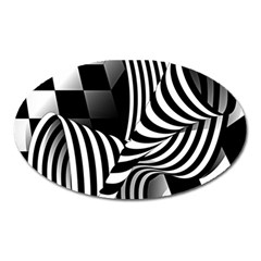 Op-art-black-white-drawing Oval Magnet by Bedest