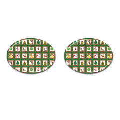 Christmas-paper-christmas-pattern Cufflinks (oval) by Bedest