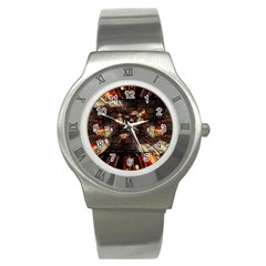 Library-tunnel-books-stacks Stainless Steel Watch by Bedest