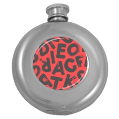 Letters Alphabet Typography Texture Round Hip Flask (5 Oz)