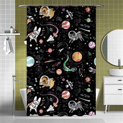 Cat And Dog Space Pattern Shower Curtain 48  X 72  (small)  by pakminggu