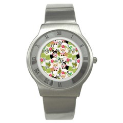 Corgis Hula Pattern Stainless Steel Watch by Cowasu