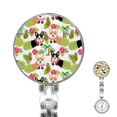 Corgis Hula Pattern Stainless Steel Nurses Watch by Cowasu