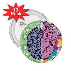 Brain-heart-balance-emotion 2 25  Buttons (10 Pack)  by Cowasu