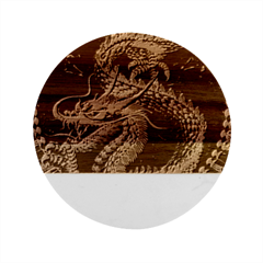 Fantasy Dragon Pentagram Marble Wood Coaster (round)