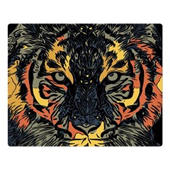 Tiger-predator-abstract-feline Two Sides Premium Plush Fleece Blanket (large) by Cowasu