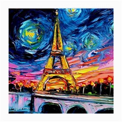 Eiffel Tower Starry Night Print Van Gogh Medium Glasses Cloth by Sarkoni