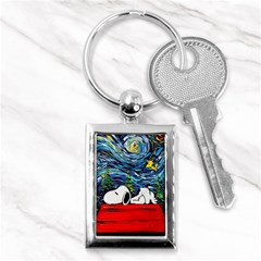 Dog Cartoon Vincent Van Gogh s Starry Night Parody Key Chain (rectangle) by Sarkoni