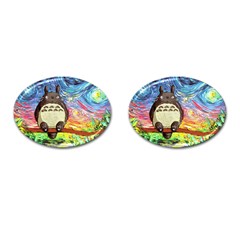 Cartoon Starry Night Art Van Gogh Parody Cufflinks (oval)