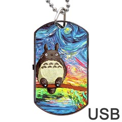 Cartoon Starry Night Art Van Gogh Parody Dog Tag Usb Flash (two Sides)