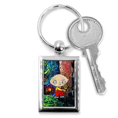 Cartoon Starry Night Vincent Van Gogh Key Chain (rectangle) by Sarkoni