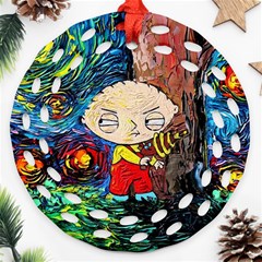 Cartoon Starry Night Vincent Van Gogh Round Filigree Ornament (two Sides) by Sarkoni