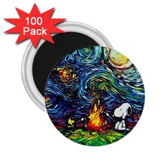 Dog Cartoon Starry Night Print Van Gogh Parody 2 25  Magnets (100 Pack) 