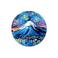 Mount Fuji Art Starry Night Van Gogh Magnet 3  (round) by Sarkoni